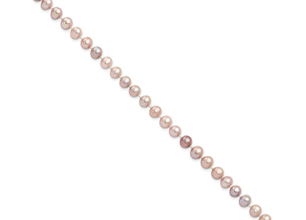 Sterling Silver Rhodium-plated 6- Purple Near-Round Freshwater Cultured Pearl 7. Necklace