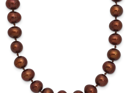 Sterling Silver Rhodium-plated 6- Brown Near-Round Freshwater Cultured Pearl, 16 x 6 to 7mm