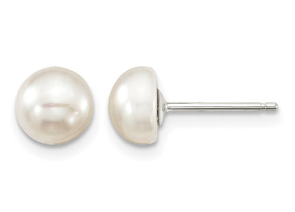 Sterling Silver Rhod-pltd White 3 piece FW Cultured Pearl Set