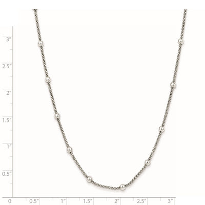 Sterling Silver Polished Beaded Necklace, 16 x 3mm