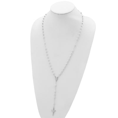 Sterling Silver Polished and Textured Bead Rosary Necklace