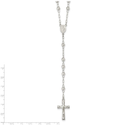 Sterling Silver Polished and Textured Bead Rosary Necklace