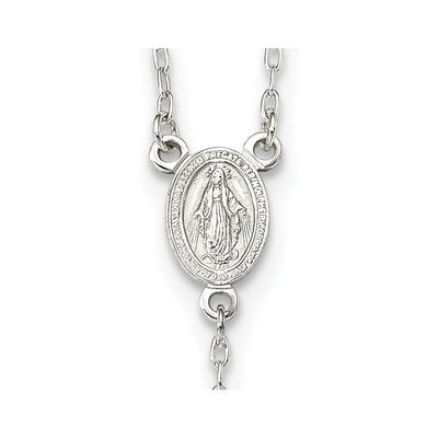 Sterling Silver Polished Crucifix Rosary Necklace