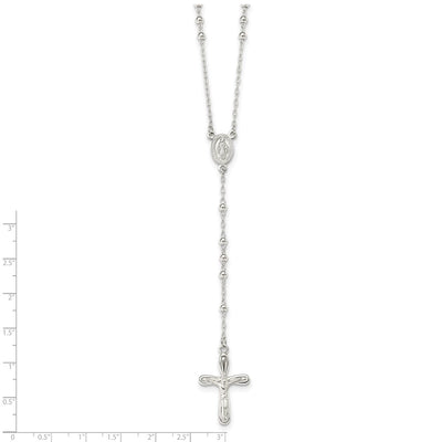 Sterling Silver Polished Crucifix Rosary Necklace