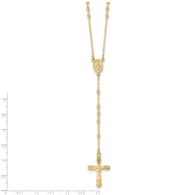 Sterling Silver Flash Gold-plated Polished Crucifix Rosary Necklace