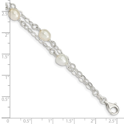 Sterling Silver White FW Cultured Pearl Bracelet