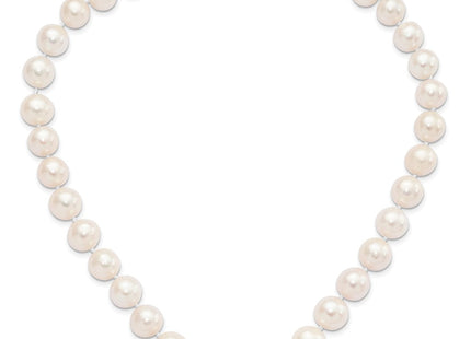 Sterling Silver Rhodium-plated 11- White Near-Round Freshwater Cultured Pearl Necklace (Style QH5151-18)