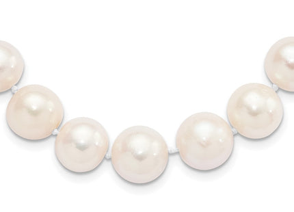Sterling Silver Rhodium-plated 11- White Near-Round Freshwater Cultured Pearl Necklace (Style QH5151-18)