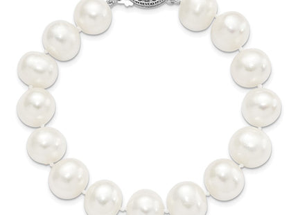 Sterling Silver Rhodium-plated 11- White Near-Round Freshwater Cultured Pearl