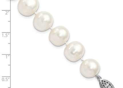 Sterling Silver Rhodium-plated 11- White Near-Round Freshwater Cultured Pearl