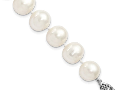 Sterling Silver Rhodium-plated 11- White Near-Round Freshwater Cultured Pearl