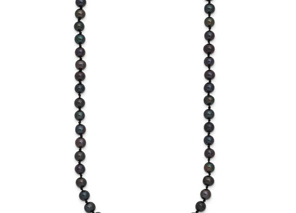 Sterling Silver Rhodium-plated 4- Black Near-Round Freshwater Cultured Pearl