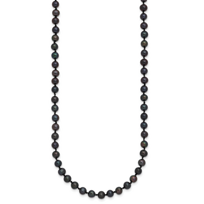Sterling Silver Rhodium-plated Black Near-Round Freshwater Cultured Pearl