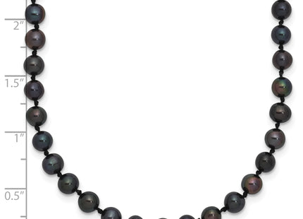 Sterling Silver Rhodium-plated 4- Black Near-Round Freshwater Cultured Pearl