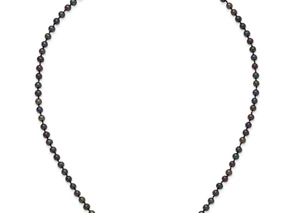 Sterling Silver Rhodium-plated 4- Black Near-Round Freshwater Cultured Pearl