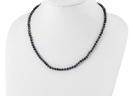 Sterling Silver Rhodium-plated 4- Black Near-Round Freshwater Cultured Pearl Necklace (Style QH5152-20)