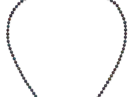 Sterling Silver Rhodium-plated 4- Black Near-Round Freshwater Cultured Pearl Necklace (Style QH5152-20)