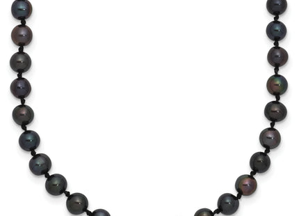 Sterling Silver Rhodium-plated 4- Black Near-Round Freshwater Cultured Pearl