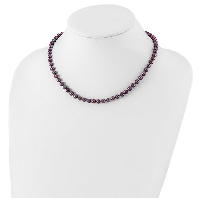 Sterling Silver Rhodium-plated Black Near-Round Freshwater Cultured Pearl, 16 x 5 to 6mm