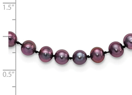 Sterling Silver Rhodium-plated 5- Black Near-Round Freshwater Cultured Pearl