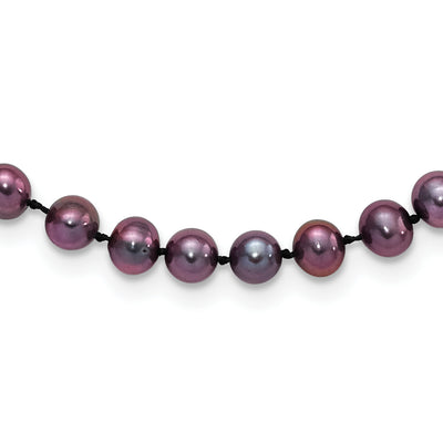 Sterling Silver Rhodium-plated Black Near-Round Freshwater Cultured Pearl, 16 x 5 to 6mm