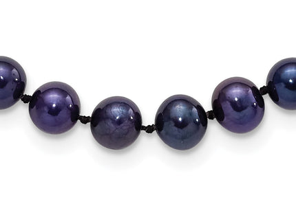 Sterling Silver Rhodium-plated 6- Black Near-Round Freshwater Cultured Pearl Necklace (Style QH5154-16)