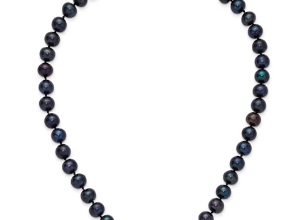 Sterling Silver Rhodium-plated 8- Black Near-Round Freshwater Cultured Pearl, 16 x 8 to 9mm