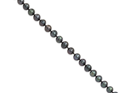 Sterling Silver Rhodium-plated 8- Black Near-Round Freshwater Cultured Pearl