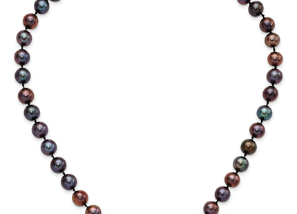 Sterling Silver Rhodium-plated 9- Black Near-Round Freshwater Cultured Pearl, 16 x 9 to 10mm