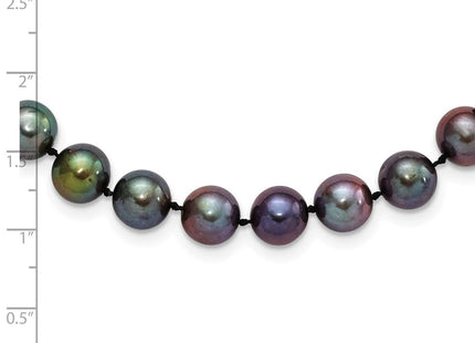 Sterling Silver Rhodium-plated 9- Black Near-Round Freshwater Cultured Pearl