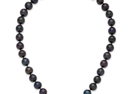 Sterling Silver Rhodium-plated 10- Black Near-Round Freshwater Cultured Pearl, 16 x 10 to 11mm