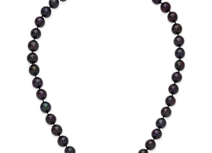Sterling Silver Rhodium-plated 10- Black Near-Round Freshwater Cultured Pearl Necklace (Style QH5158-18)