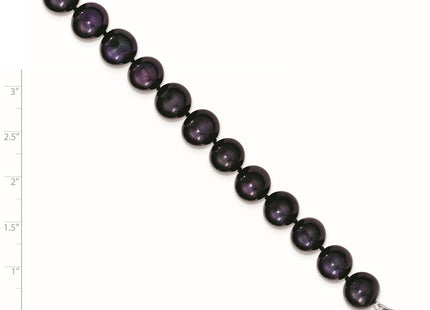 Sterling Silver Rhodium-plated 10- Black Near-Round Freshwater Cultured Pearl