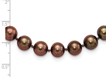 Sterling Silver Rhodium-plated 8- Brown Near-Round Freshwater Cultured Pearl Necklace (Style QH5159-18)
