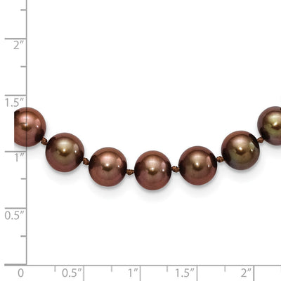 Sterling Silver Rhodium-plated Brown Near-Round Freshwater Cultured Pearl Necklace