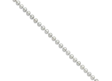 Sterling Silver Rhodium-plated 6- Grey Near-Round Freshwater Cultured Pearl