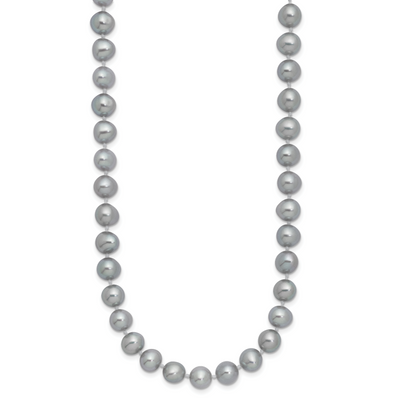 Sterling Silver Rhodium-plated Grey Near-Round Freshwater Cultured Pearl, 16 x 7 to 8mm