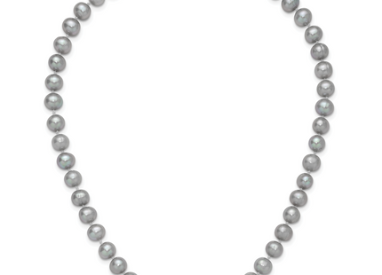 Sterling Silver Rhodium-plated 7- Grey Near-Round Freshwater Cultured Pearl, 16 x 7 to 8mm