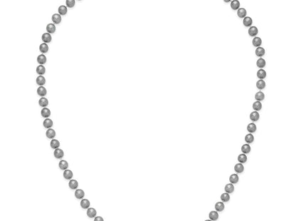 Sterling Silver Rhodium-plated 7- Grey Near-Round Freshwater Cultured Pearl Necklace (Style QH5162-24)
