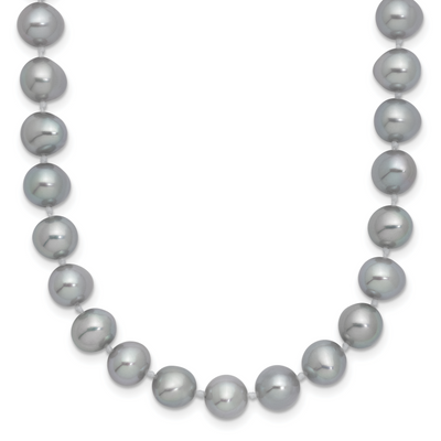 Sterling Silver Rhodium-plated Grey Near-Round Freshwater Cultured Pearl, 16 x 7 to 8mm