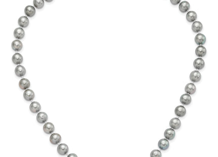 Sterling Silver Rhodium-plated 8- Grey Near-Round Freshwater Cultured Pearl Necklace