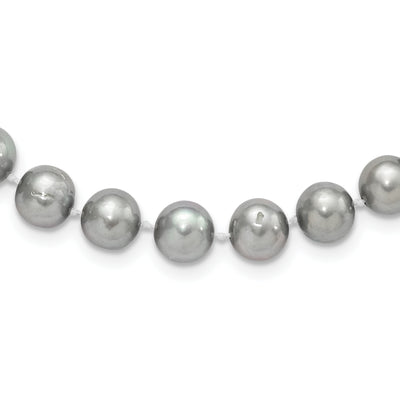 Sterling Silver Rhodium-plated Grey Near-Round Freshwater Cultured Pearl Necklace