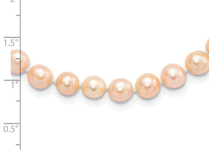 Sterling Silver Rhodium-plated 6- Pink Near-Round Freshwater Cultured Pearl