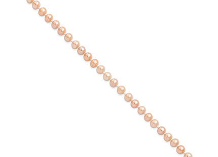 Sterling Silver Rhodium-plated 6- Pink Near-Round Freshwater Cultured Pearl