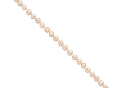 Sterling Silver Rhodium-plated 7- Pink Near-Round Freshwater Cultured Pearl