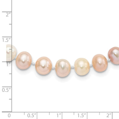 Sterling Silver Rhodium-plated Multi-color Near-Round Freshwater Cultured Pearl Necklace