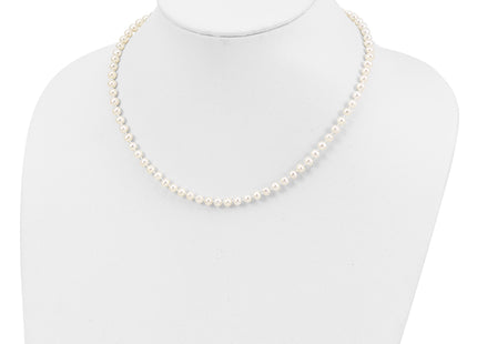 Sterling Silver Rhodium-plated 4- White Near-Round Freshwater Cultured Pearl, 16 x 4 to 5mm