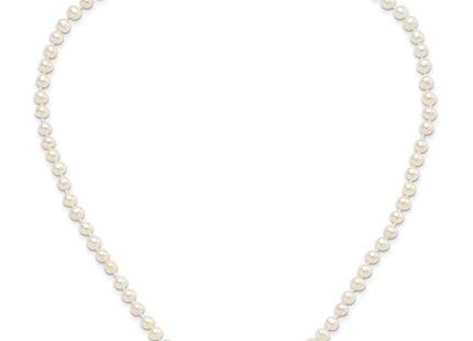 Sterling Silver Rhodium-plated 4- White Near-Round Freshwater Cultured Pearl, 16 x 4 to 5mm