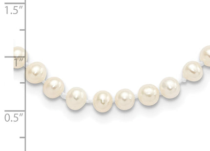 Sterling Silver Rhodium-plated 4- White Near-Round Freshwater Cultured Pearl