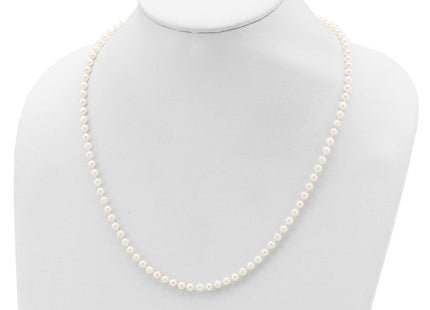 Sterling Silver Rhodium-plated 4- White Near-Round Freshwater Cultured Pearl Necklace (Style QH5311-20)